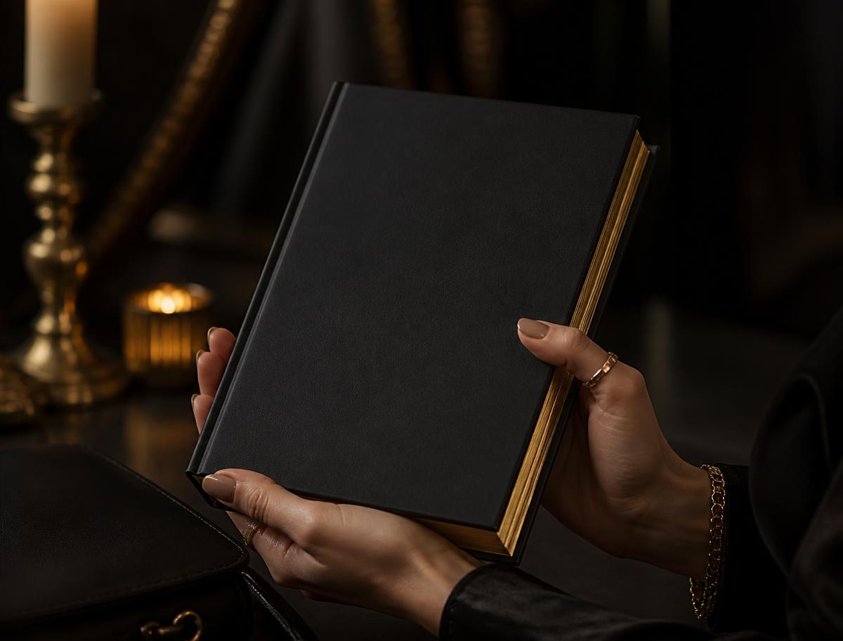 امرأة تمسك الكتاب